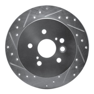 Toyota RAV4 Brake Rotor (1) - Rear Left - R1 Concepts - Drilled & Slotted - Silver - `04-`05 Toyota RAV4 Brake Rotor (1) - Rear Left - R1 Concepts - Drilled & Slotted - Silver - `04-`05